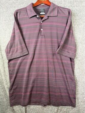 Nike Golf Dri-FIT Polo Shirt Mens XL Purple Striped Lightweight Performance